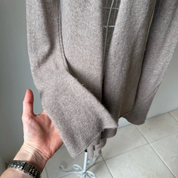 Philosophy Dane Lewis 100% Cashmere Cardigan S Taupe Open Front Soft Cozy - Picture 3 of 8